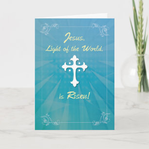 Cartes Pour Fêtes Annuelles Croix et rayons religieux de Pâques sur Teal