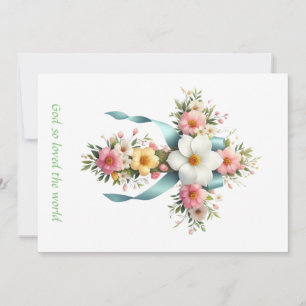 Cartes Pour Fêtes Annuelles Croix florale colorée de Pâques/printemps