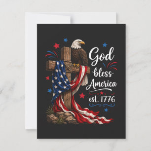 Cartes Pour Fêtes Annuelles Croix patriotique Dieu bénisse l'Amérique