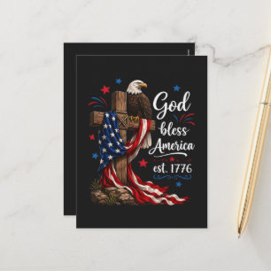 Cartes Pour Fêtes Annuelles Croix patriotique Dieu bénisse l'Amérique