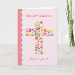 Cartes Pour Fêtes Annuelles Croix religieuse de Pâques pour les oeufs de Pâque