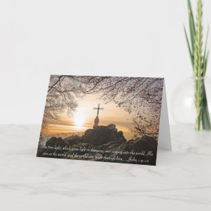 Cartes Pour Fêtes Annuelles Croix religieuse sur la montagne verset biblique J