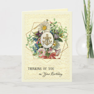 Cartes Pour Fêtes Annuelles Croix religieuse vierge marianne florale Anniversa