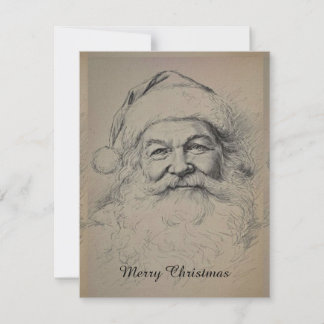Cartes Pour Fêtes Annuelles Croquis au crayon de Père Noël vintage