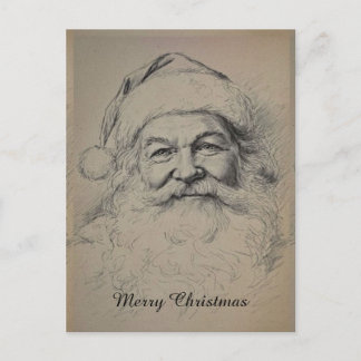 Cartes Pour Fêtes Annuelles Croquis au crayon de Père Noël vintage