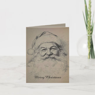 Cartes Pour Fêtes Annuelles Croquis au crayon de Père Noël vintage