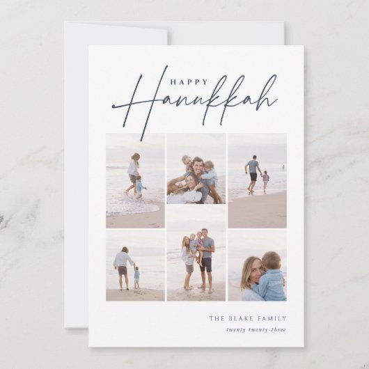 Cartes Pour Fêtes Annuelles Croquis Cursive 6 Photo Collage Hanoukka (Devant)