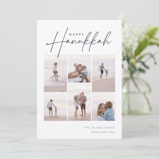 Cartes Pour Fêtes Annuelles Croquis Cursive 6 Photo Collage Hanoukka (Debout devant)