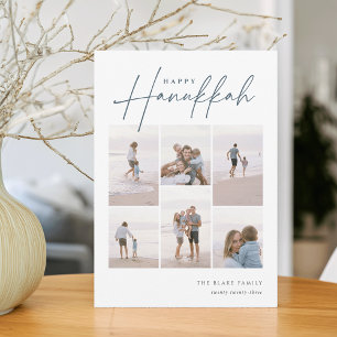 Cartes Pour Fêtes Annuelles Croquis Cursive 6 Photo Collage Hanoukka