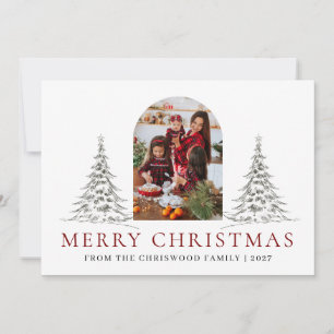 Cartes Pour Fêtes Annuelles Croquis d'arche élégant Arbre de Noël Joyeux Noël