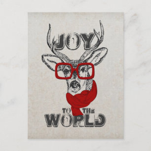 Cartes Pour Fêtes Annuelles Croquis de cerfs marrant cool "Joy to the World"