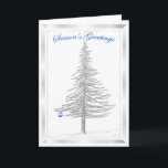 Cartes Pour Fêtes Annuelles Croquis de sapin avec ornement bleu<br><div class="desc">Carte de vacances Bonnes Fêtes non confessionnelle avec croquis de sapin et un ornement bleu. Customisez le texte intérieur avec votre propre salutation,  police et couleur,  ou laissez comme présenté.</div>