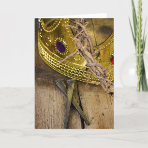 Cartes Pour Fêtes Annuelles cross of thorns and gold crown witnails