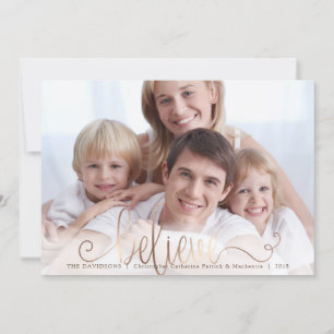 Cartes Pour Fêtes Annuelles CROYEZ Copper Blush manuscrit Script One Photo
