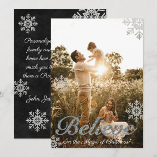 Cartes Pour Fêtes Annuelles Croyez en la magie des flocons de neige de Noël Ph