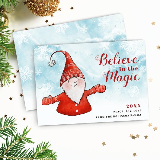 Cartes Pour Fêtes Annuelles Croyez en la magie Gnome Noël unique