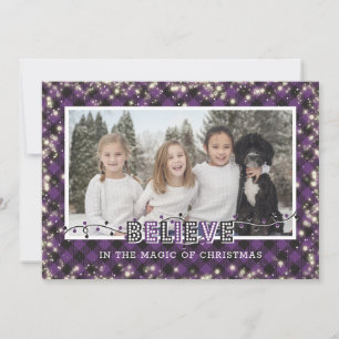 Cartes Pour Fêtes Annuelles Croyez en la magique violet photo plaid