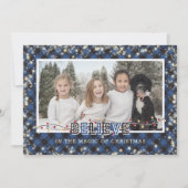 Cartes Pour Fêtes Annuelles Croyez en la photo plaid bleu magique (Devant)