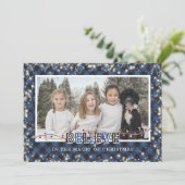 Cartes Pour Fêtes Annuelles Croyez en la photo plaid bleu magique (Debout devant)