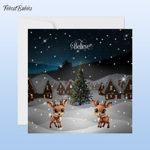 Cartes Pour Fêtes Annuelles Croyez Noël Neige hiver Wonderland scène 🦌 🎄