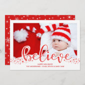 Cartes Pour Fêtes Annuelles Croyez Noël Whimsical Hand Script photo (Devant / Derrière)