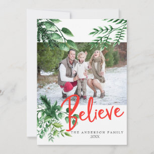 Cartes Pour Fêtes Annuelles Croyez Winter Greens Photo Holiday Card