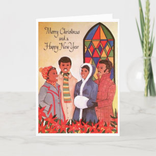 Cartes Pour Fêtes Annuelles Cru - Carolers de Noël à l'église,