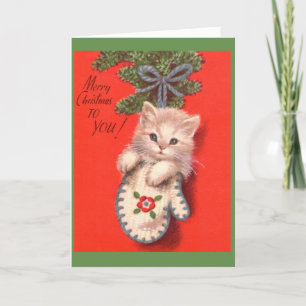 Cartes Pour Fêtes Annuelles Cru - un chaton pour Noël,