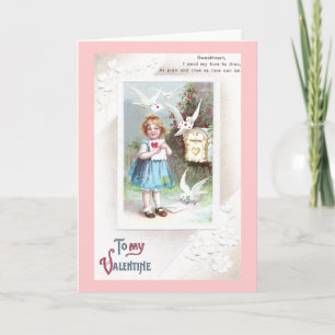 Cartes Pour Fêtes Annuelles Cru Valentine de colombes, de boîte aux lettres et