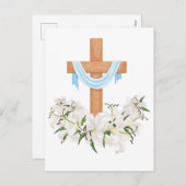 Cartes Pour Fêtes Annuelles Crucifix Avec Lys (Devant / Derrière)