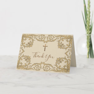 Cartes Pour Fêtes Annuelles Crucifix catholique élégant en or religieux