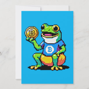 Cartes Pour Fêtes Annuelles Crypto Frog - Drôle Pixel Art Devise numérique
