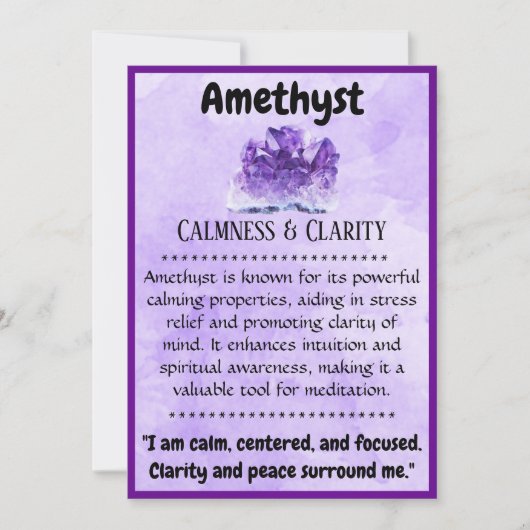 Cartes Pour Fêtes Annuelles Crystal Signification Card - Améthyste (Devant)