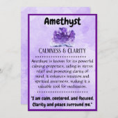 Cartes Pour Fêtes Annuelles Crystal Signification Card - Améthyste (Devant / Derrière)