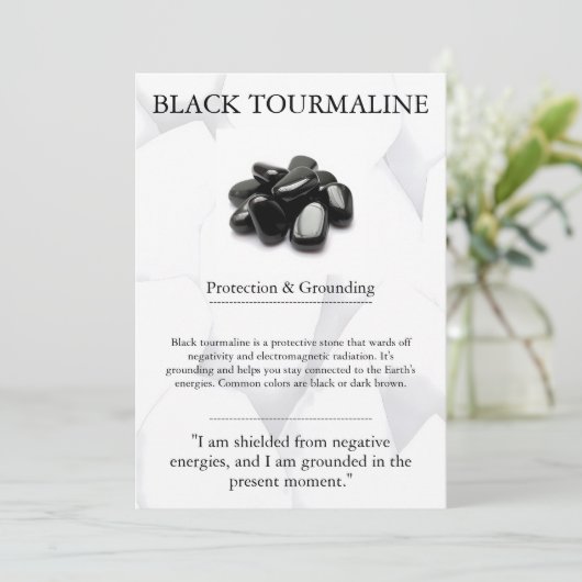 Cartes Pour Fêtes Annuelles Crystal Signification Card - Tourmaline Noir (Debout devant)
