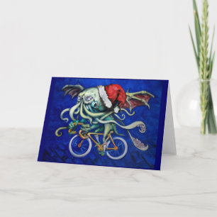 Cartes Pour Fêtes Annuelles Cthulhu sur une bicyclette