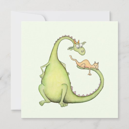 Cartes Pour Fêtes Annuelles Cuando un dragón encuentra un gato en su cola (Devant)