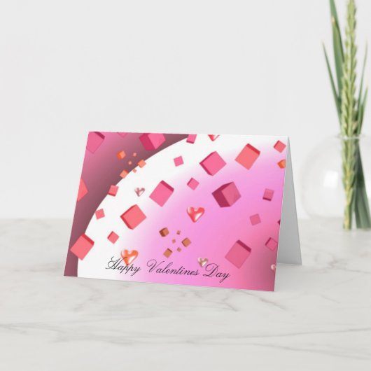 Cartes Pour Fêtes Annuelles Cubes flottants et Coeurs Valentine Design (Devant)