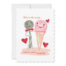 Cuillère et cône de crème glacée Valentine Vintage