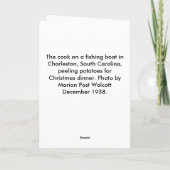 Cartes Pour Fêtes Annuelles Cuisinier de bateau de pêche - Noël 1938 (Dos)