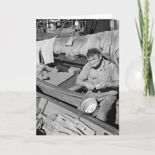 Cartes Pour Fêtes Annuelles Cuisinier de bateau de pêche - Noël 1938 (Devant)