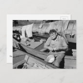 Cartes Pour Fêtes Annuelles Cuisinier de bateau de pêche - Noël 1938 (Devant / Derrière)