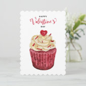 Cartes Pour Fêtes Annuelles Cupcake de velours rouge | Saint Valentin (Debout devant)