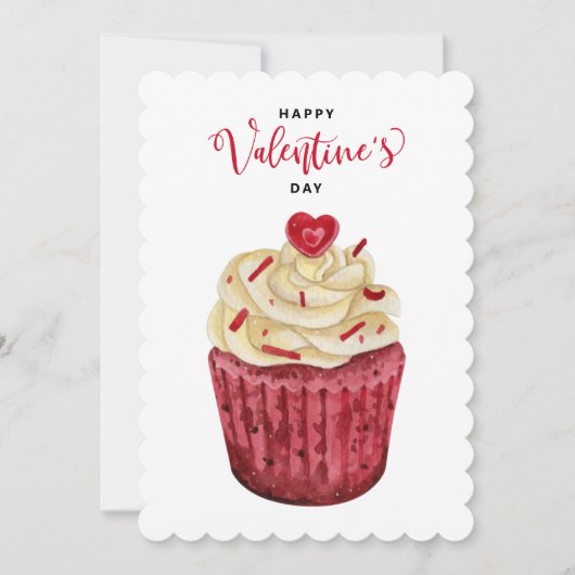 Cartes Pour Fêtes Annuelles Cupcake de velours rouge | Saint Valentin (Devant)