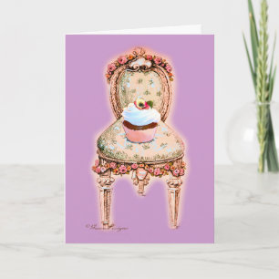 Cartes Pour Fêtes Annuelles Cupcake & Victorian Chair Note Card