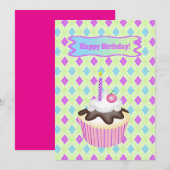Cartes Pour Fêtes Annuelles Cupcake with Cherry, Birthday (Devant / Derrière)