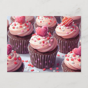 Cartes Pour Fêtes Annuelles Cupcakes de la Saint-Valentin avec paillettes et c