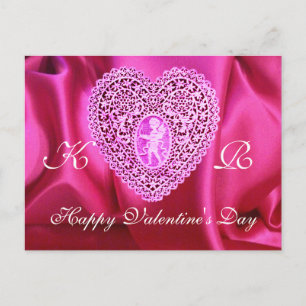 Cartes Pour Fêtes Annuelles CUPID LACE COEUR SOIE FUCHSIA VÊTEMENT, Violet ros