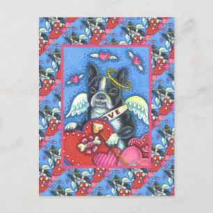 CARTES POUR FÊTES ANNUELLES CUPIDE DE TERRIER DE BOSTON BLANC, VALENTINE DE CH