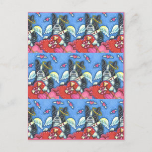 CARTES POUR FÊTES ANNUELLES CUPIDE DE TERRIER DE BOSTON BLANC, VALENTINE DE CH